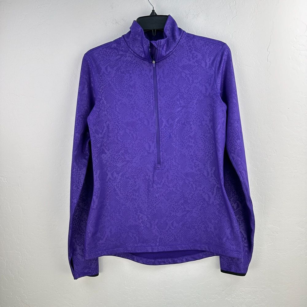 Nike Pro Dri Fit Activewear Jacket Womens‎ M Purple Half Zip Mock Neck Stretch